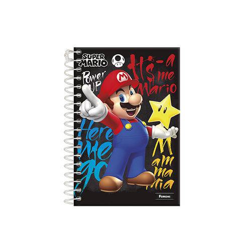 Caderneta 1/8 C.d. 96 Folhas Foroni - Super Mario 1