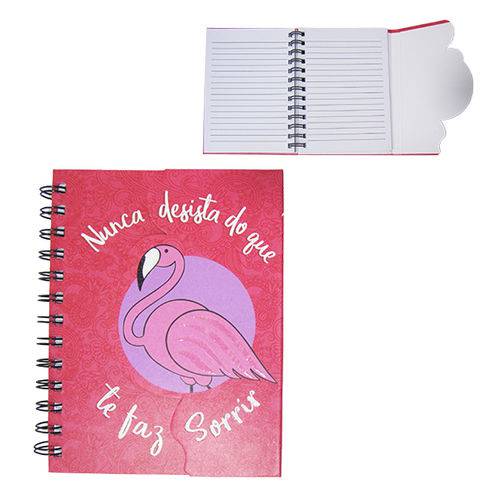 Caderneta Bloco de Notas com 80 Folhas Flamingo com Fecho Magnetico Colors 18x14cm