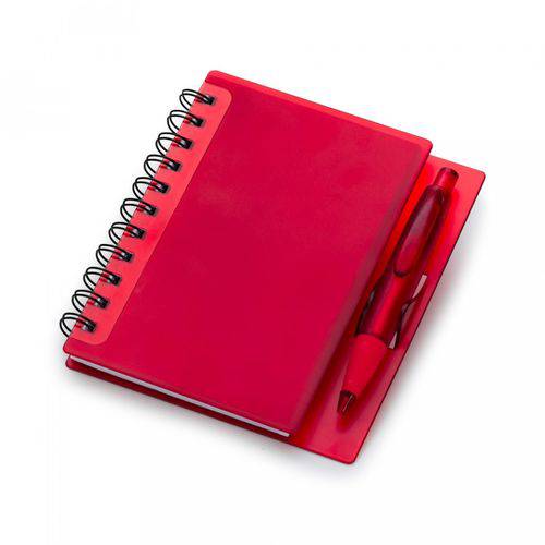Caderneta com Capa Plástica Vermelha e Caneta Esferográfica