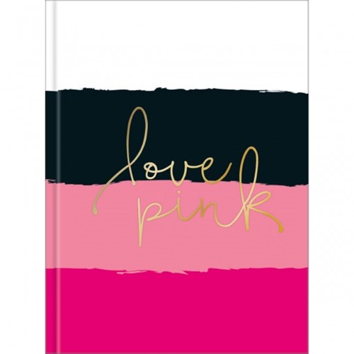 Caderneta Costurada Capa Dura Love Pink 80 Folhas (Pacote com 5 Unidades) - Sortido
