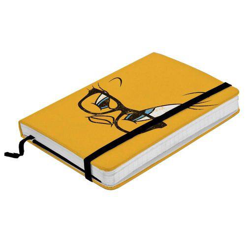 Caderneta de Anotação com Elástico 100 Folhas Looney Tunes Piu-Piu - 21 X 14 Cm
