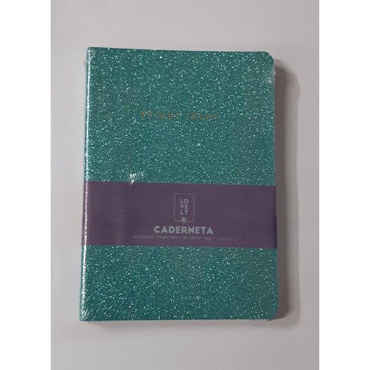 Caderneta de Anotações M Lovely Brilho Azul 96f Sem Pauta Capa Flexível 12x17cm 2117/743204 Plm