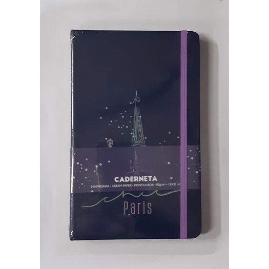 Caderneta de Anotações M Paris Azul Marinho 240f Pontilhado Capa Dura 13x21cm 2056/743221 Plm