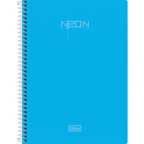 Caderno Espiral Capa Plástica 1/4 Neon Azul96 Folhas 147982