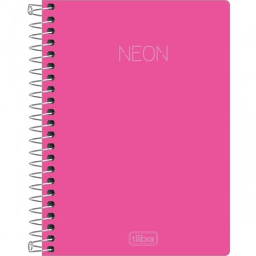 Caderneta Espiral Capa Plástica 1/8 Sem Pauta Neon Rosa 80 Folhas