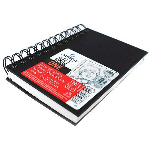 Caderneta Espiralada para Esboço Canson – Art Book One Preto 100g/M² 10,2 X 15,2 Cm - 400039210