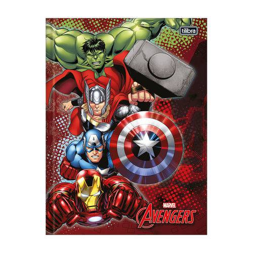 Caderno 1/4 Brochura Avengers - Vermelho - 96 Folhas - Tilibra