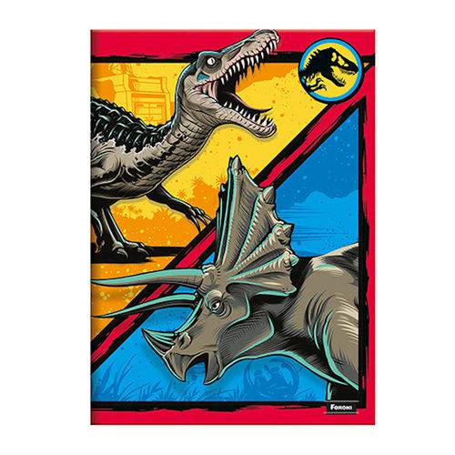 Caderno 1/4 Brochura Jurassic World - Amarelo/azul - 96 Folhas - Foroni