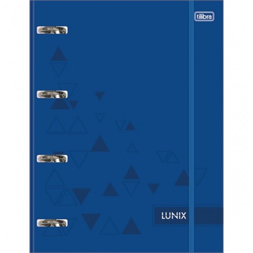 Caderno Argolado Cartonado Universitário com Elástico Lunix Azul 80 Folhas