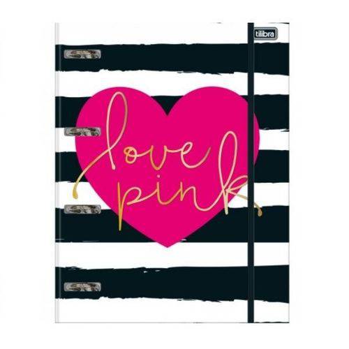Caderno Argolado Tilibra com Elástico Love Pink 80 Folhas
