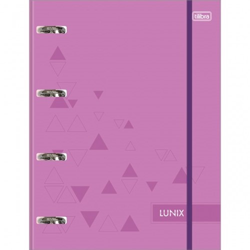 Caderno Argolado Cartonado Universitário com Elástico Lunix Roxo 80 Folhas