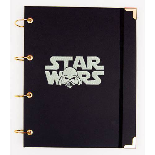 Caderno Argolado Universitário Star Wars em Couro