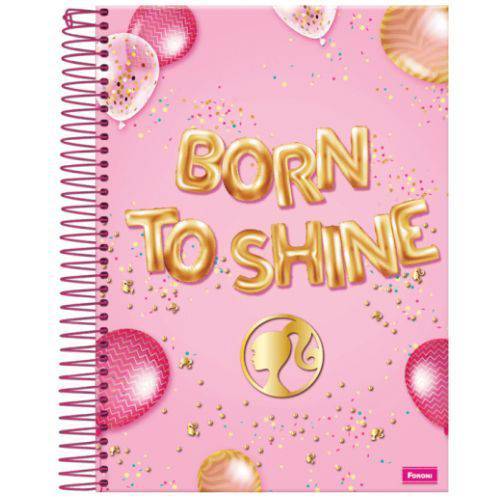 Caderno Barbie Fashion Foroni C/ 1 Matéria - Capa Dura - Born To Shine