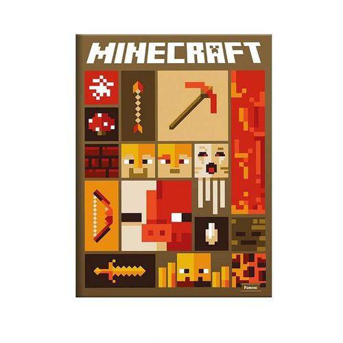 Caderno Brochura 1/4 Minecraft Marrom - Foroni - 96 Folhas