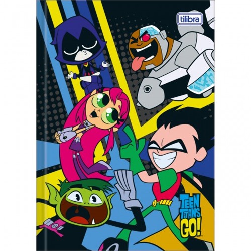 Caderno Brochura Capa Dura 1/4 Teen Titans Go! 80 Folhas - Sortido (Pacote com 5 Unidades)