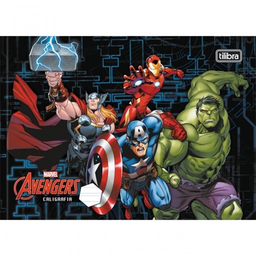 Caderno Brochura Capa Dura Caligrafia Horizontal Avengers 40 Folhas - Sortido (Pacote com 5 Unidades)