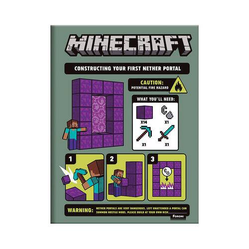 Caderno Brochura Pequeno Minecraft - Warning - Foroni