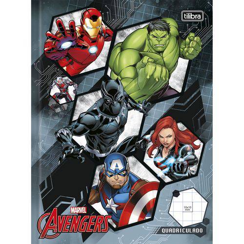 Caderno Brochura Quadriculado Avengers Assemble 40 Folhas Tilibra