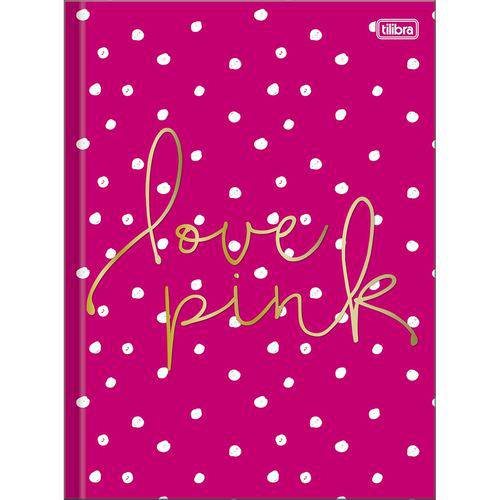 Caderno Brochura Universitário Love Pink Bolinhas 96 Folhas