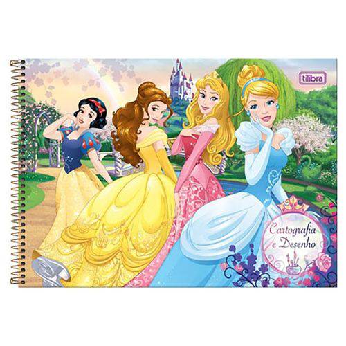 Caderno Cartografia C/D 96 Folhas Princesas Disney Tilibra