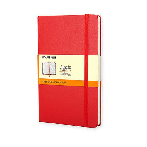Caderno Clássico Moleskine Pautado Vermelho 192 Folhas 9x14cm