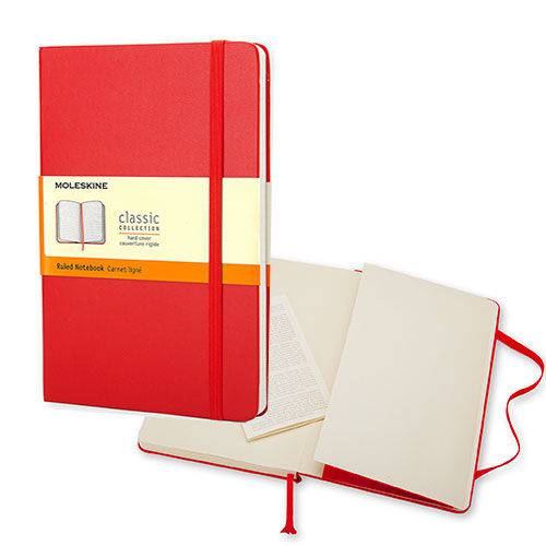 Caderno Clássico Moleskine Pautado Vermelho 240 Folhas 13x21cm