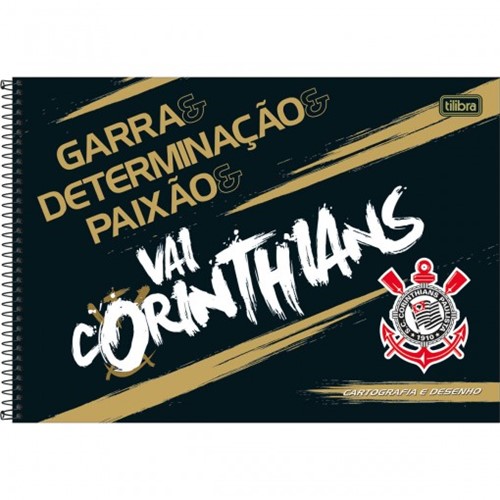 Caderno de Cartografia e Desenho Espiral Capa Dura Corinthians 80 Folhas (Pacote com 4 Unidades) - Sortido