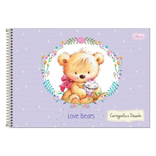 Caderno de Cartografia e Desenho Love Bears - Lilás - Tilibra