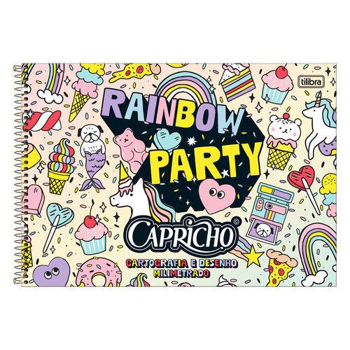Caderno de Cartografia e Desenho Milimetrado Capricho - Rainbow Party - Tilibra