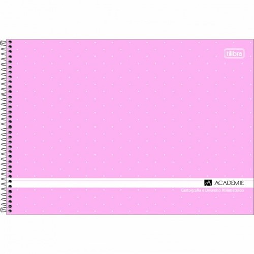 Caderno de Cartografia e Desenho Milimetrado Espiral Capa Dura Académie Feminino 80 Folhas (Pacote com 4 Unidades) - Sortido