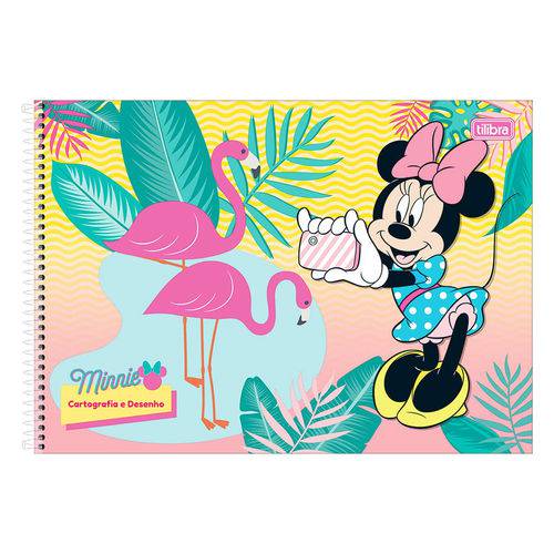 Caderno de Cartografia e Desenho - Minnie e Flamingos - 96 Folhas - Tilibra