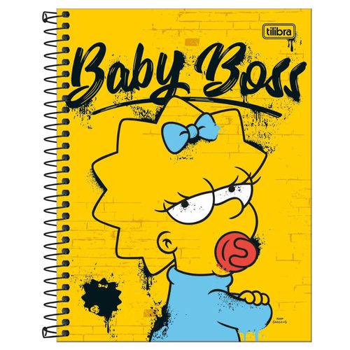 Caderno de Espiral - Capa Dura - Colegial - Simpsons - Baby Boss - Maggie - 10 Matérias - Tilibra