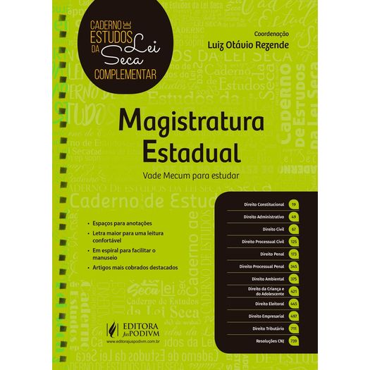 Caderno de Estudos da Lei Seca Complementar - Magistratura Estadual - Juspodivm