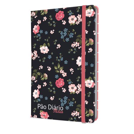 Caderno de Notas Pão Diário Floral Preto