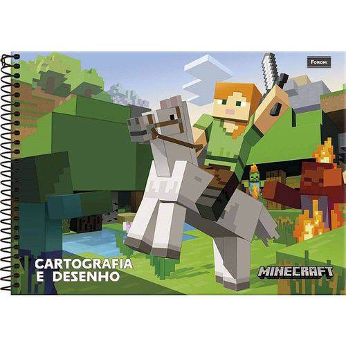 Caderno Desenho Univ Capa Dura Minecraft 96fls 6086 Foroni