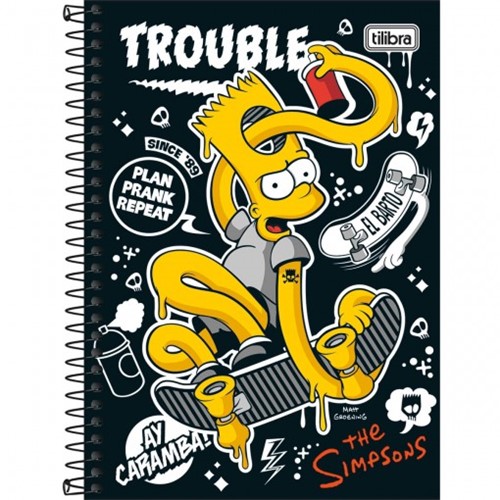 Caderno Espiral Capa Dura 1/4 Simpsons 80 Folhas - Sortido (Pacote com 4 Unidades)