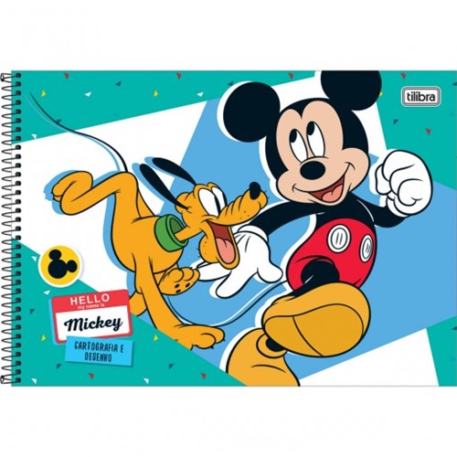Caderno Espiral Capa Dura Cartografia e Desenho Mickey 96 Folhas - Sortido (Pacote com 4 Unidades)