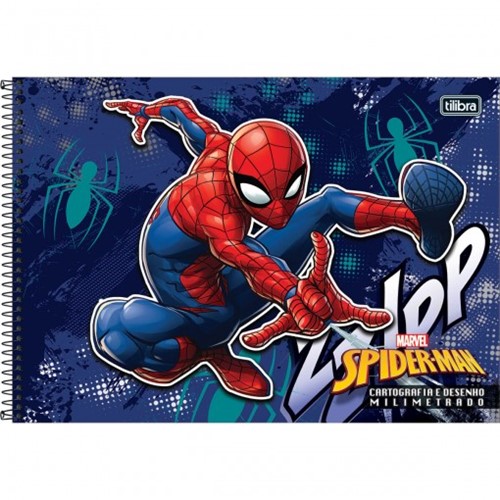 Caderno Espiral Capa Dura Cartografia e Desenho Milimetrado Spider-Man 96 Folhas - Sortido (Pacote com 4 Unidades)