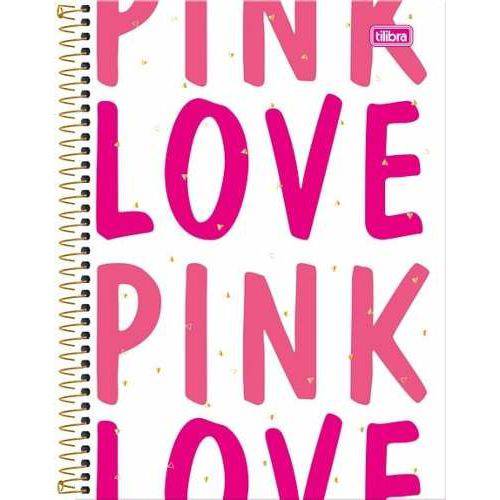 Caderno Espiral Capa Dura Universitário 1 Matéria Love Pink