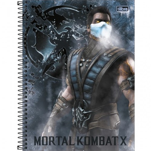 Caderno Espiral Capa Dura Universitário 10 Matérias Mortal Kombat 160 Folhas - Sortido (Pacote com 4 Unidades)