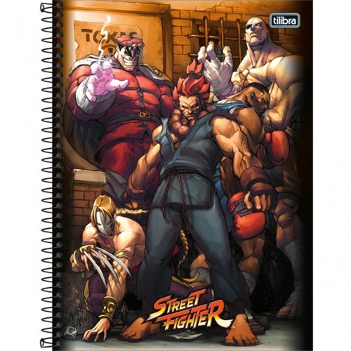 Caderno Espiral Capa Dura Universitário 16 Matérias Street Fighter 256 Folhas - Sortido (Pacote com 2 Unidades)