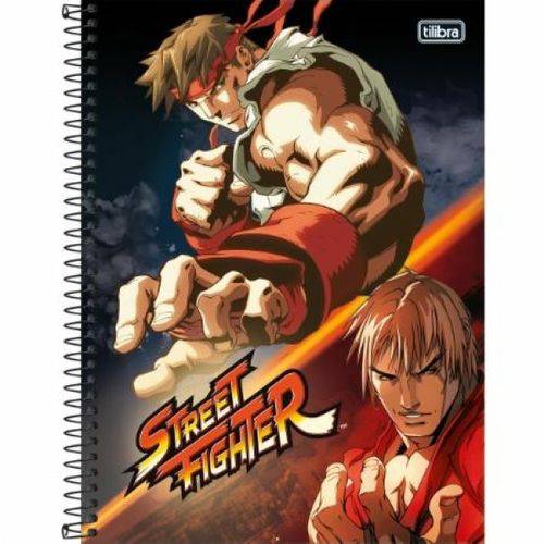 Caderno Espiral Capa Dura Universitário 10 Matérias Street Fighter 160 Folhas Tilibra