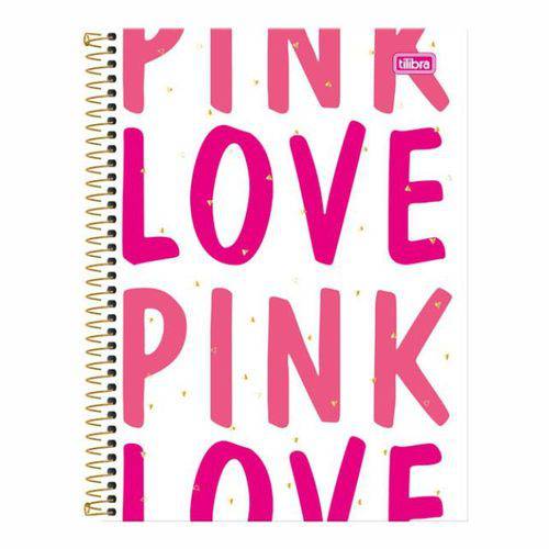 Caderno Espiral Capa Dura Universitário 16 Matérias Love Pink 320 Folhas Tilibra