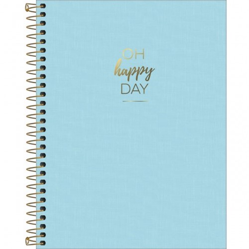 Caderno Espiral Capa Plástica Colegial 1 Matéria Happy Azul 80 Folhas