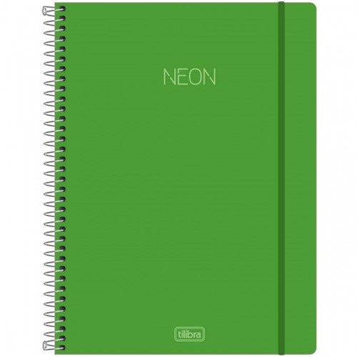 Caderno Espiral Capa Plástica Universitário 1 Matéria Neon Verde 80 Folhas
