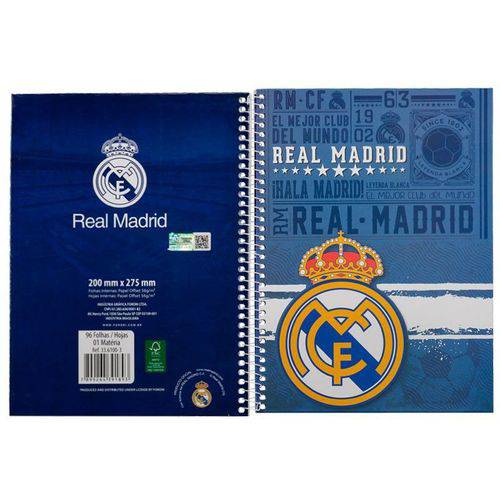 Caderno Espiral Real Madrid 96 Folhas - Foroni