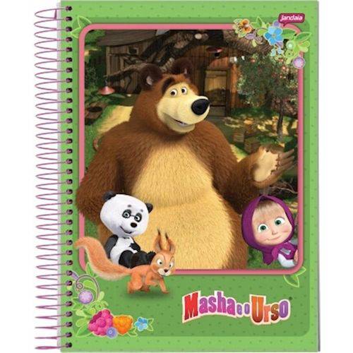 Caderno Espiral Univ Cd 1x1 96fls Masha e o Urso Jandaia