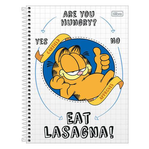 Caderno Garfield - Branco - 1 Matéria - Tilibra