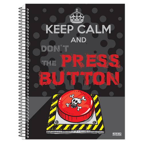 Caderno Keep Calm And Don't Press The Button - 10 Matérias