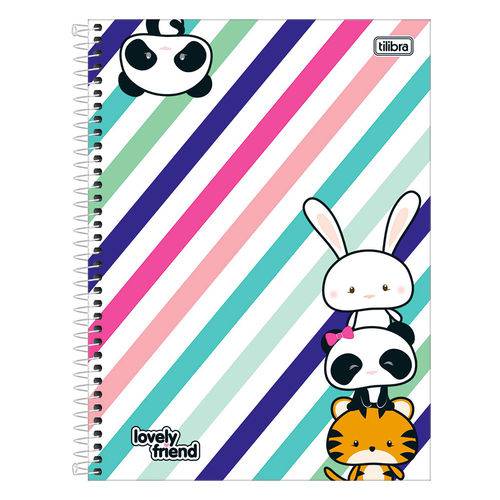 Caderno Lovely Friend - Panda e Amiguinhos - 1 Matéria - Tilibra